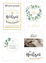 Load image into Gallery viewer, Edition Seidel Set 4 exklusive Hochzeitskarten mit Umschlägen. Glückwunschkarten Klappkarten Doppelkarten Grusskarten zur Hochzeit Hochzeitskarte Spruch Karte für Brautpaar sie ihn (20098)