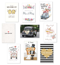 Load image into Gallery viewer, Edition Seidel Set 9 exklusive Hochzeitskarten mit Umschlägen. Glückwunschkarten Doppelkarten Grusskarten zur Hochzeit Hochzeitskarte Spruch Englisch Karte für Brautpaar sie ihn mr & mrs (20278)