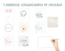 Laden Sie das Bild in den Galerie-Viewer, Edition Seidel Set 9 Premium quadratische Konfirmationskarten mit Umschlägen (33005)