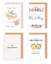 Load image into Gallery viewer, Edition Seidel Set 9 exklusive Hochzeitskarten mit Umschlägen. Glückwunschkarten Doppelkarten Grusskarten zur Hochzeit Hochzeitskarte Spruch Englisch Karte für Brautpaar sie ihn mr & mrs (20278)