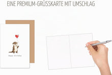 Laden Sie das Bild in den Galerie-Viewer, Edition Seidel Premium Glückwunschkarte zum Geburtstag mit Umschlag. Geburtstagskarte Grußkarte Karte Klappkarte Spruch Happy Birthday Mann Frau Kinder Otter süß Liebe Herz (G4398 SW026)