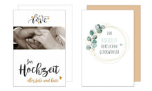Load image into Gallery viewer, Edition Seidel Set 4 exklusive Hochzeitskarten mit Umschlägen. Glückwunschkarten Klappkarten Doppelkarten Grusskarten zur Hochzeit Hochzeitskarte Spruch Karte für Brautpaar sie ihn (20098)