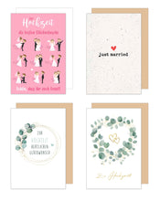 Load image into Gallery viewer, Edition Seidel Set 10 exklusive Hochzeitskarten mit Umschlägen. Glückwunschkarten Klappkarten Doppelkarten Grusskarten zur Hochzeit Hochzeitskarte Spruch Karte für Brautpaar sie ihn (20191)