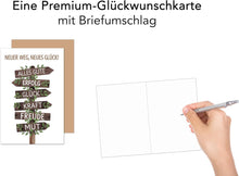 Laden Sie das Bild in den Galerie-Viewer, Edition Seidel Premium Glückwunschkarte zum Abschied mit Umschlag. Abschiedskarte mit Spruch. Wegweiser (AS145 SW025)