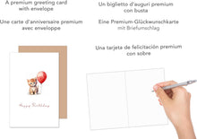Laden Sie das Bild in den Galerie-Viewer, Edition Seidel Premium Geburtstagskarte mit Umschlag aus Kraftpapier. Glückwunschkarte Happy Birthday Billet Karte für Frau Mann Mädchen Jungen Kind Tier Katze Kitten Luftballon (G3542 SW024)