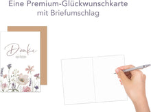 Laden Sie das Bild in den Galerie-Viewer, Edition Seidel Premium Glückwunschkarte mit Umschlag. Dankeskarte Grußkarte Danke Danksagung Dankeschön Mann Frau Freund Freundin Blumen (D152 SW025)