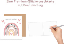Laden Sie das Bild in den Galerie-Viewer, Edition Seidel Premium quadratische Glückwunschkarte zur Taufe mit Umschlag. Taufkarte Grußkarte Karte Regenbogen Taufkind Junge Mädchen Kinder (ETQ112 SW025)