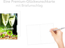 Laden Sie das Bild in den Galerie-Viewer, Edition Seidel Premium Glückwunschkarte zum Jubiläum mit Umschlag. Jubiläumskarte Grusskarte Jubiläum Billet Mann Frau (J119 SW022)