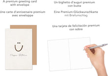 Laden Sie das Bild in den Galerie-Viewer, Edition Seidel Premium Geburtstagskarte mit Umschlag. Glückwunschkarte Grußkarte Karte Geburtstag Happy Birthday Mann Frau Kind Smiley (G3645 SW024)