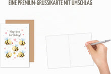 Laden Sie das Bild in den Galerie-Viewer, Edition Seidel Premium Glückwunschkarte zum Geburtstag mit Umschlag. Grußkarte Karte Geburtstagskarte Spruch Englisch Happy Birthday für Frau Mann Freund Freundin Kind Bienen (G3899 SW026)