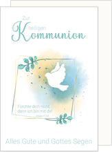 Laden Sie das Bild in den Galerie-Viewer, Edition Seidel Premium Glückwunschkarte zur Kommunion mit Umschlag. Kommunionskarte Karte mit Spruch Grusskarte Taube Vogel Mädchen (KO302 SW024)
