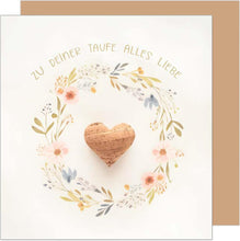 Laden Sie das Bild in den Galerie-Viewer, Edition Seidel Premium quadratische Glückwunschkarte zur Taufe mit Umschlag. Taufkarte Grußkarte Karte Herz Taufkind Junge Mädchen Kinder (ETQ110 SW025)