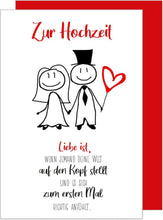 Laden Sie das Bild in den Galerie-Viewer, Glückwunschkarte zur Hochzeit mit Umschlag. Karte mit Spruch Paar Comic (H447 SW022)