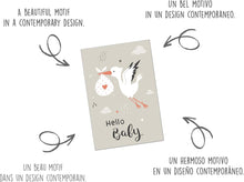 Laden Sie das Bild in den Galerie-Viewer, Edition Seidel Premium Glückwunschkarte zur Geburt mit Umschlag. Karte Babykarte Ereigniskarte Grusskarte Hello Baby Storch Ereignis Mädchen Junge (E262 SW023)