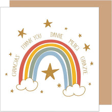 Laden Sie das Bild in den Galerie-Viewer, Edition Seidel Premium quadratische Glückwunschkarte mit Umschlag. Dankeskarte Grußkarte Danke Danksagung Dankeschön Mann Frau Freund Freundin Regenbogen (DQ104 SW025)