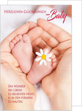 Laden Sie das Bild in den Galerie-Viewer, Edition Seidel Premium Glückwunschkarte zur Geburt mit Umschlag. Karte Babykarte Ereigniskarte Grusskarte Herzlichen Glückwunsch zum Baby Hände Füße Ereignis Mädchen Junge (E250 SW023)