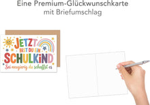 Laden Sie das Bild in den Galerie-Viewer, Edition Seidel Premium Glückwunschkarte zur Einschulung mit Umschlag. Einschulungskarte Karte zum Schulanfang Grußkarte Spruch Schulkind Mädchen Junge 1. Klasse (ES165 SW025)