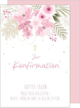 Laden Sie das Bild in den Galerie-Viewer, Edition Seidel Premium Glückwunschkarte zur Konfirmation mit Umschlag. Konfirmationskarte Karte mit Spruch Grusskarte Kreuz Blumen Junge Mädchen (KF317 SW024)
