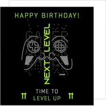 Laden Sie das Bild in den Galerie-Viewer, Edition Seidel Premium quadratische Geburtstagskarte mit Umschlag. Glückwunschkarte Happy Birthday Billet Karte Mann Frau Jugendliche Kinder Gamer Controller Sprüche (GQ142)