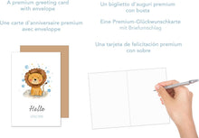 Laden Sie das Bild in den Galerie-Viewer, Edition Seidel Premium Glückwunschkarte zur Geburt mit Umschlag. Karte Grußkarte Babykarte Billet Hello little one Baby Junge Mädchen Kind Löwe (E291 SW025) Besuche den Edition Seidel-Store