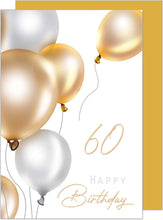 Laden Sie das Bild in den Galerie-Viewer, Edition Seidel Premium Glückwunschkarte zum 60. Geburtstag mit Umschlag. Geburtstagskarte Grusskarte Billet Luftballons Karte Happy Birthday Mann Frau (GZ349-60 SW023)