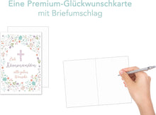 Laden Sie das Bild in den Galerie-Viewer, Edition Seidel exklusive Premium Kommunionskarte mit Umschlag. Glückwunschkarte Grusskarte Kommunion einzelne eine Kommunionskarte Junge Mädchen Karte (KO264 SW022) (Design 3)