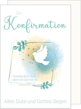 Laden Sie das Bild in den Galerie-Viewer, Edition Seidel Premium Glückwunschkarte zur Konfirmation mit Umschlag. Konfirmationskarte Karte mit Spruch Grusskarte Taube Vogel Junge Mädchen (KF320 SW024)