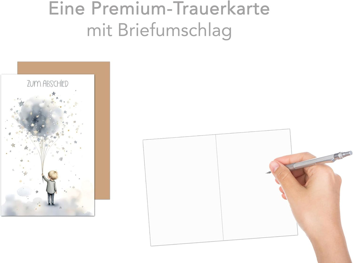 Dabelino Trauerkarten-Set (2 Karten Mit Umschlag) – Modernes Design Auf Recycling-Papier