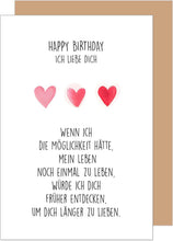 Laden Sie das Bild in den Galerie-Viewer, Edition Seidel Premium Geburtstagskarte mit Umschlag aus Kraftpapier. Glückwunschkarte Grußkarte Karte mit Spruch Billet Geburtstag Happy Birthday Mann Frau Freund Freundin rote Herzen (G3600 SW024)