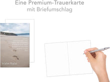 Laden Sie das Bild in den Galerie-Viewer, Edition Seidel Premium Trauerkarte mit Umschlag. Beileidskarte Trauer Karte mit Spruch Strand Fußspuren in tiefem Mitgefühl herzliches Beileid Abschied Anteilnahme (T1078 SW023)
