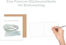 Laden Sie das Bild in den Galerie-Viewer, Edition Seidel Premium quadratische Glückwunschkarte zur Firmung mit Umschlag. Firmungskarte Fisch (FIQ108 SW025)