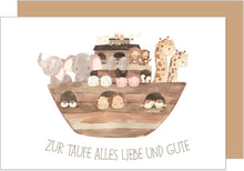 Laden Sie das Bild in den Galerie-Viewer, Edition Seidel Premium Glückwunschkarte zur Taufe mit Umschlag. Taufkarte Grusskarte Karte Arche Noah Tiere Taufkind (ET173 SW023)