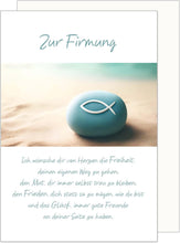 Laden Sie das Bild in den Galerie-Viewer, Edition Seidel Premium Glückwunschkarte zur Firmung mit Umschlag. Firmungskarte mit Spruch Fisch Strand Sand (FI141 SW024)