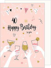 Laden Sie das Bild in den Galerie-Viewer, Edition Seidel Premium Glückwunschkarte zum 40. Geburtstag mit Umschlag. Geburtstagskarte Grusskarte Billet Karte Happy Birthday Mann Frau Rosa (GZ353-40 SW024)
