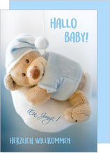 Laden Sie das Bild in den Galerie-Viewer, Edition Seidel Premium Glückwunschkarte zur Geburt mit Umschlag. Karte Ereigniskarte Grusskarte Hallo Baby! Ein Junge ! Ereignis Junge (E248 SW022)