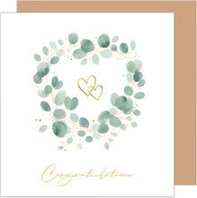 Laden Sie das Bild in den Galerie-Viewer, Quadratische Glückwunschkarte zur Hochzeit mit Umschlag. Just Married Mr. & Mrs. Zweige Eukalyptus (HQ103 SW025)