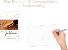 Laden Sie das Bild in den Galerie-Viewer, Edition Seidel Premium Glückwunschkarte zum Jubiläum mit Umschlag. Jubiläumskarte Ehrentag Grusskarte Billet Mann Frau Feier Firma Ehe (J123 SW023)
