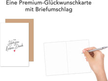 Laden Sie das Bild in den Galerie-Viewer, Edition Seidel Premium Glückwunschkarte mit Umschlag. Dankeskarte Grußkarte Danke Danksagung Dankeschön Mann Frau Freund Freundin Herz (D153 SW025)
