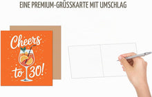 Laden Sie das Bild in den Galerie-Viewer, Edition Seidel Premium quadratische Glückwunschkarte zum 30. Geburtstag mit Umschlag. Geburtstagskarte Karte mit englischem Text für Mann Frau Freund Freundin Cheers (GQ513 SW025)