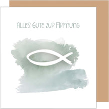 Laden Sie das Bild in den Galerie-Viewer, Edition Seidel Premium quadratische Glückwunschkarte zur Firmung mit Umschlag. Firmungskarte Fisch (FIQ108 SW025)