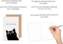 Laden Sie das Bild in den Galerie-Viewer, Edition Seidel Premium Geburtstagskarte mit Umschlag. Glückwunschkarte Grußkarte Karte mit Spruch Geburtstag Happy Birthday Mann Frau Kind Katze (G3634 SW024)