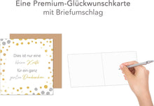 Laden Sie das Bild in den Galerie-Viewer, Edition Seidel Premium quadratische Glückwunschkarte mit Umschlag. Dankeskarte Grußkarte Danke Danksagung Dankeschön Mann Frau Freund Freundin gold silber (DQ105 SW025)