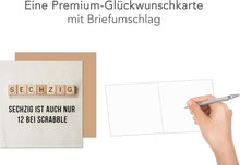 Laden Sie das Bild in den Galerie-Viewer, Edition Seidel Premium quadratische Glückwunschkarte zum 60. Geburtstag mit Umschlag. Geburtstagskarte Karte Mann Frau Scrabble Sechzig Spruch (GQ478 SW025)
