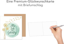 Load image into Gallery viewer, Edition Seidel Premium quadratische Geburtstagskarte mit Umschlag. Glückwunschkarte Alles Liebe zum Geburtstag Karte für Mann Frau Freund Freundin Gute Wünsche (GQ497 SW025)