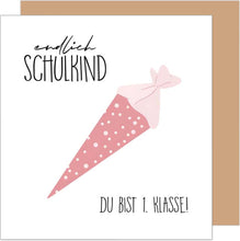 Laden Sie das Bild in den Galerie-Viewer, Edition Seidel Premium quadratische Glückwunschkarte zur Einschulung mit Umschlag. Einschulungskarte mit Spruch zum Schulanfang Karte Grußkarte für Schulkind Mädchen Schultüte 1. Klasse (ESQ104 SW025)