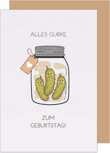 Laden Sie das Bild in den Galerie-Viewer, Edition Seidel Premium Geburtstagskarte mit Umschlag. Glückwunschkarte Grußkarte Karte mit Spruch Geburtstag Happy Birthday Mann Frau Gurke lustig (G3717 SW025)