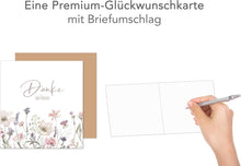 Laden Sie das Bild in den Galerie-Viewer, Edition Seidel Premium Glückwunschkarte mit Umschlag. Dankeskarte Karte Grußkarte Danke Danksagung Dankeschön Dankbarkeit Mann Frau Freund Freundin Blumen von Herzen (DQ107 SW025)