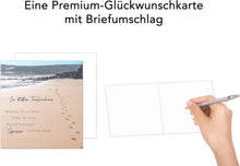 Laden Sie das Bild in den Galerie-Viewer, Edition Seidel Premium quadratische Trauerkarte mit Umschlag. Beileidskarte Karte mit Spruch In stiller Trauer Mitgefühl stille Anteilnahme Abschied herzliches Beileid Sand Meer (TQ143 SW025)