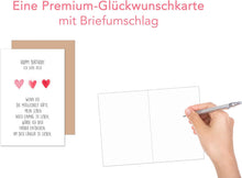 Laden Sie das Bild in den Galerie-Viewer, Edition Seidel Premium Geburtstagskarte mit Umschlag aus Kraftpapier. Glückwunschkarte Grußkarte Karte mit Spruch Billet Geburtstag Happy Birthday Mann Frau Freund Freundin rote Herzen (G3600 SW024)