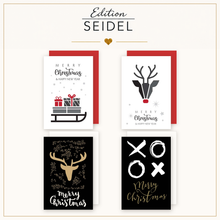 Laden Sie das Bild in den Galerie-Viewer, Edition Seidel Set 20 Weihnachtskarten mit Umschlag. Grußkarten Doppelkarten Klappkarten Kartenset Frohe Weihnachten Merry Christmas Rentier Weihnachtsmann Weihnachtsgrüße (SW026) (36705)